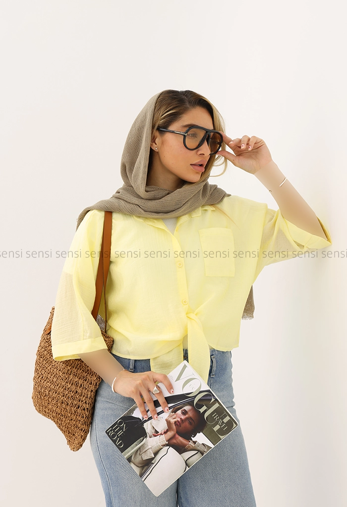 شومیز جلو گره ای شیشه ای کد1005556